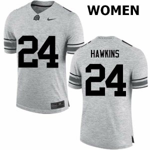 Women's Ohio State Buckeyes #24 Kierre Hawkins Gray Nike NCAA College Football Jersey Hot LYQ2244VU
